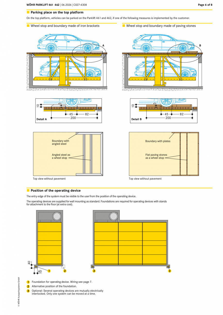 Pagina 6-Sistem mecanic de parcare W&Ouml;HR PARKLIFT 461/462 Fisa tehnica Engleza icle type, individual...