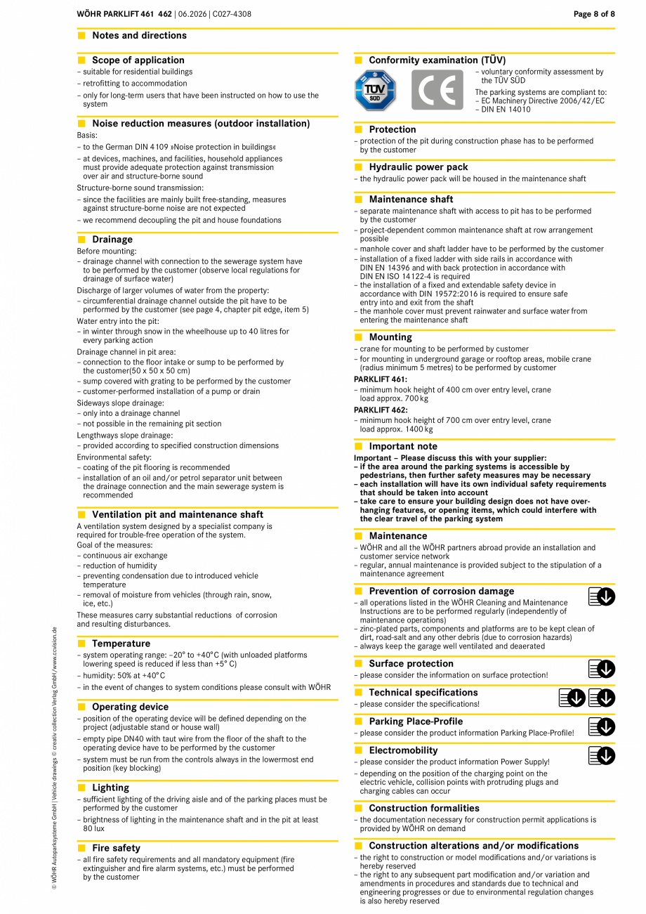 Pagina 8-Sistem mecanic de parcare W&Ouml;HR PARKLIFT 461/462 Fisa tehnica Engleza diate walls
– side walls...