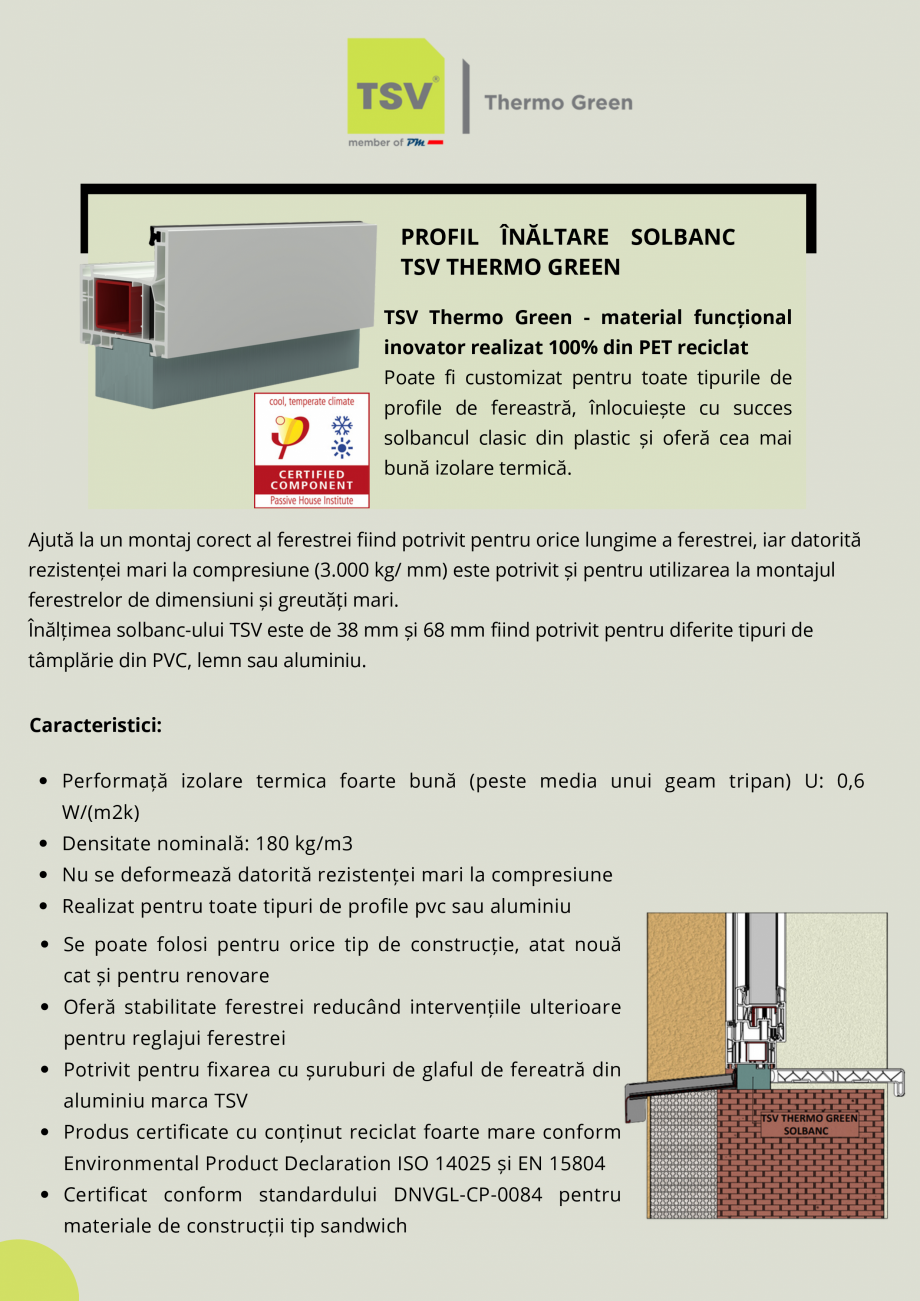 Pagina 1-Profil inaltare solbanc - TSV THERMO GREEN TSV Fisa tehnica Romana PROFIL ÎNĂLTARE SOLBANC
TSV...