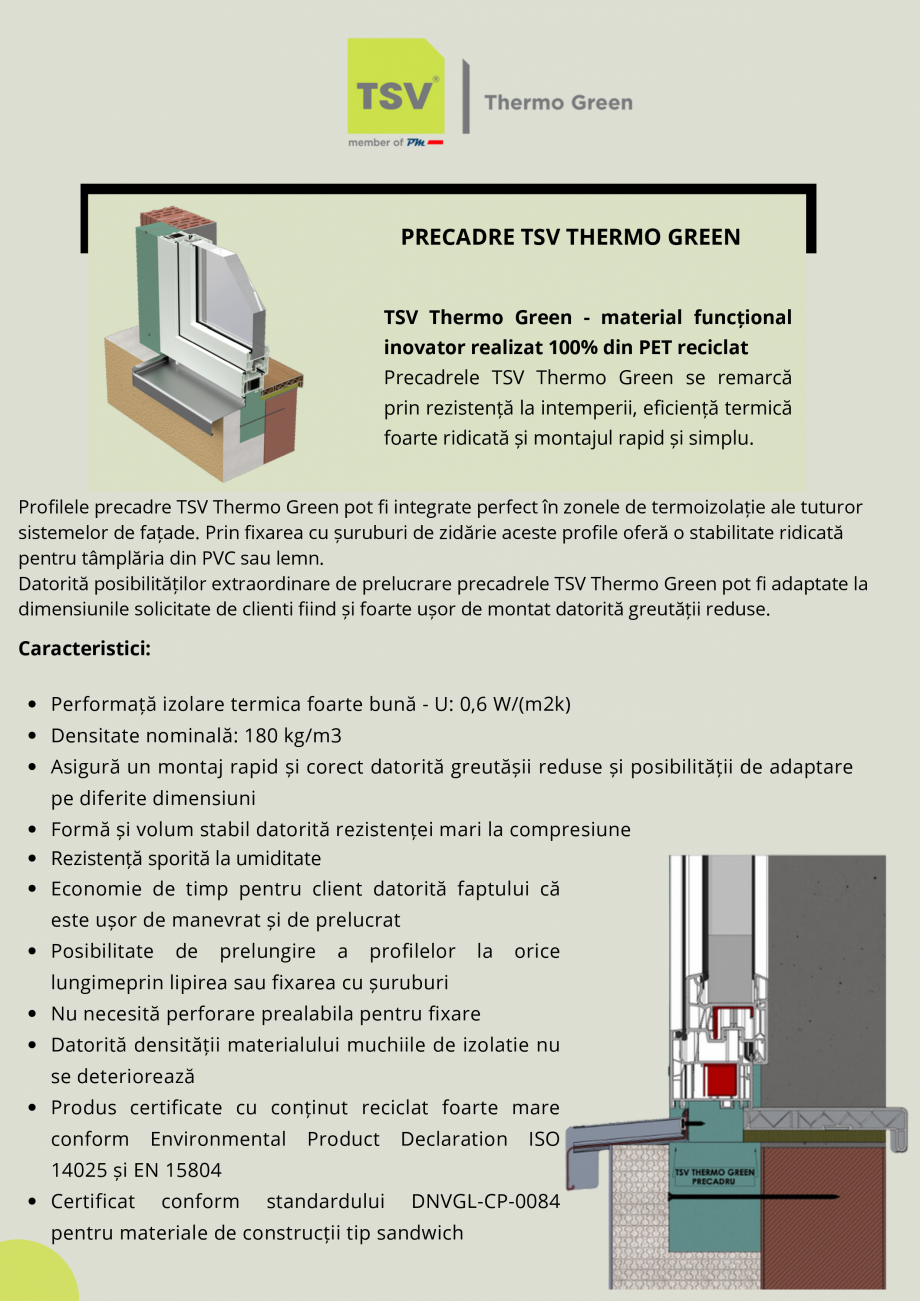 Pagina 1 - Precadre TSV THERMO GREEN  TSV Fisa tehnica Romana PRECADRE TSV THERMO GREEN
TSV Thermo...
