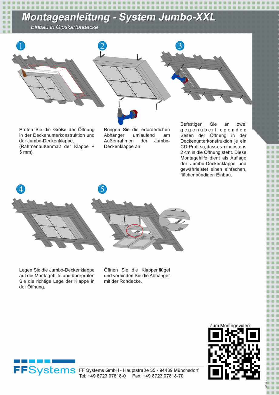 Pagina 1 - Usi de vizitare  FF SYSTEMS  T-XXL Instructiuni montaj, utilizare Germana...