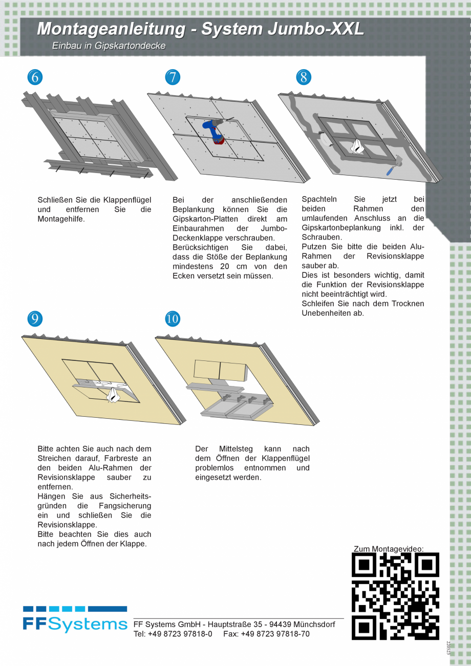 Pagina 2 - Usi de vizitare  FF SYSTEMS  T-XXL Instructiuni montaj, utilizare Germana gel
und...