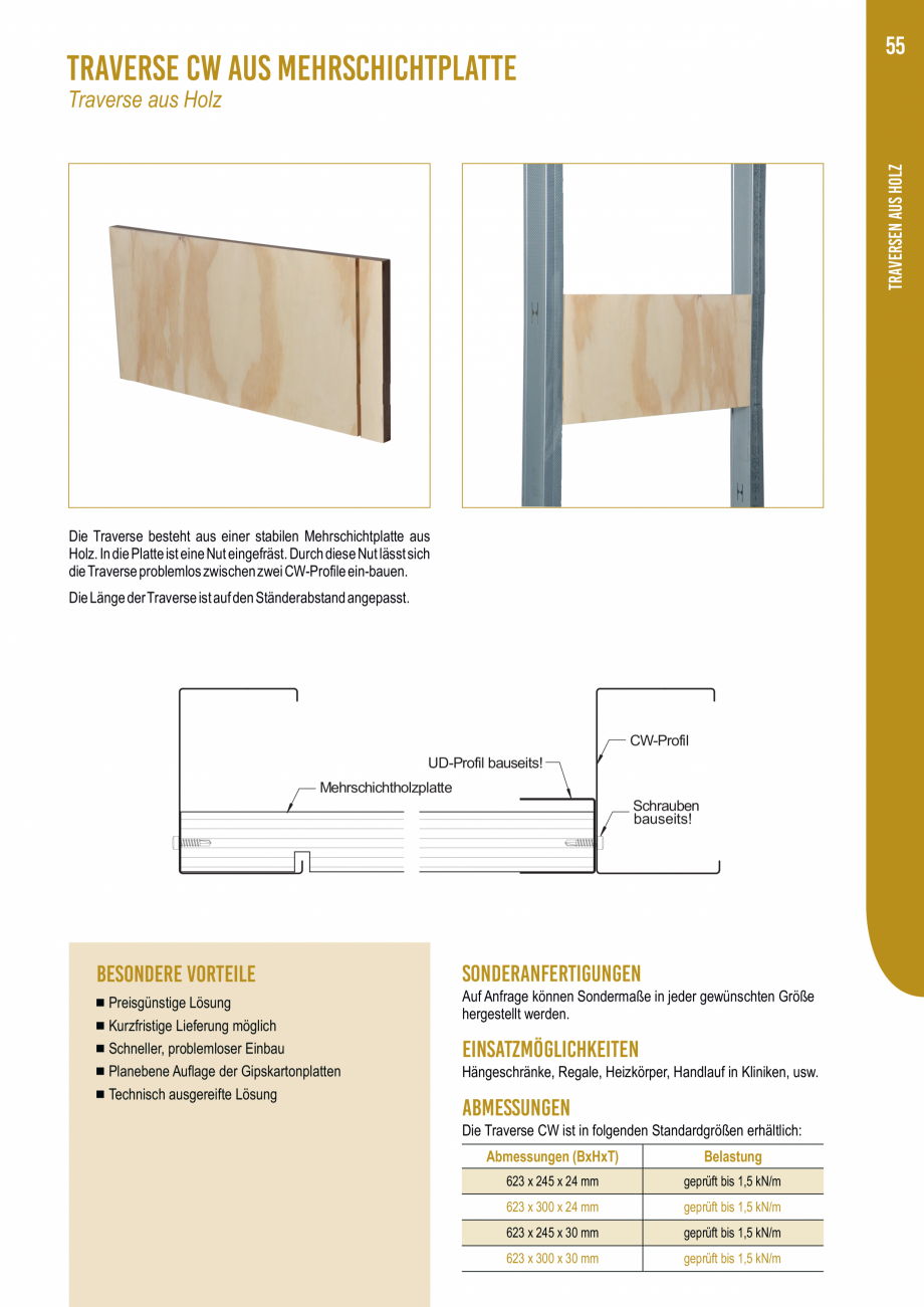 Pagina 1-Traversa de intărire universală din lemn multi-strat FF SYSTEMS CW Fisa tehnica Germana 55
...