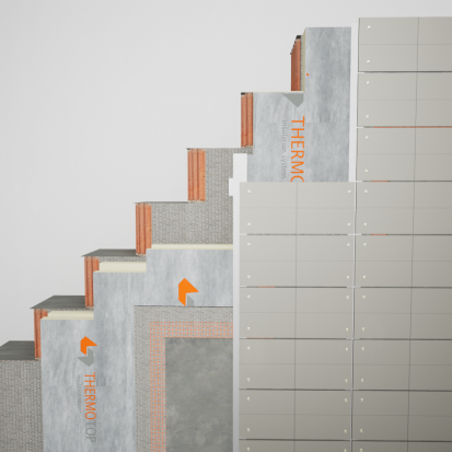 Termosistem fatada ventilata  cu izolatie termica PIR Thermotop(1) Fatada ventilata