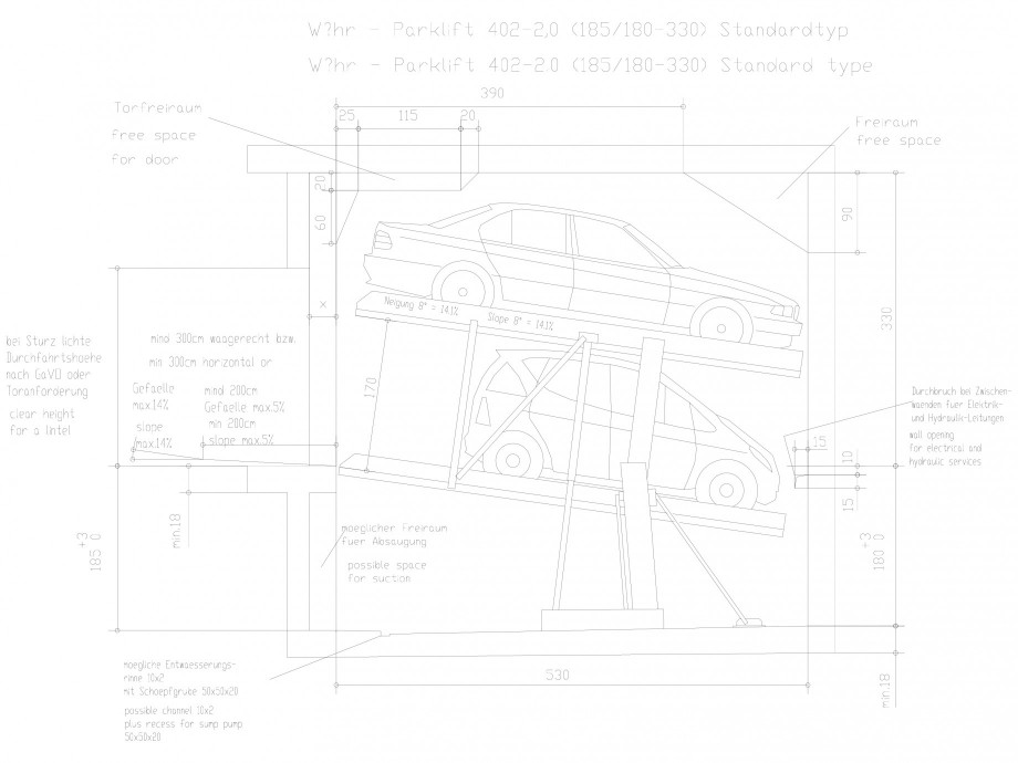 Pagina 1-CAD-DXF Sistem mecanic de parcare auto 2.0-185/180 Standard WÖHR Detaliu de produs PARKLIFT 402...