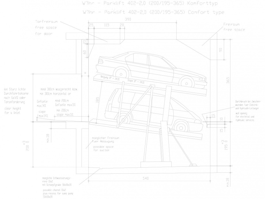 Pagina 1-CAD-DXF Sistem mecanic de parcare auto 2.0-200/195 Comfort WÖHR Detaliu de produs PARKLIFT 402 