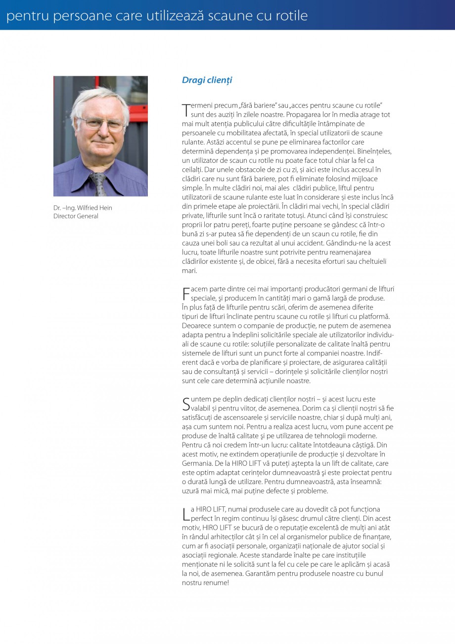 Pagina 3-Lifturi (servoscara) si platforme pentru persoane cu dizabilitati HIRO LIFT HIRO 160, HIRO 320, HIRO...