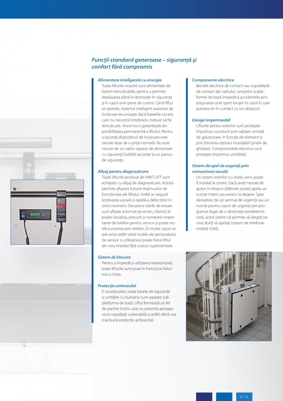 Pagina 9-Lifturi (servoscara) si platforme pentru persoane cu dizabilitati HIRO LIFT HIRO 160, HIRO 320, HIRO...