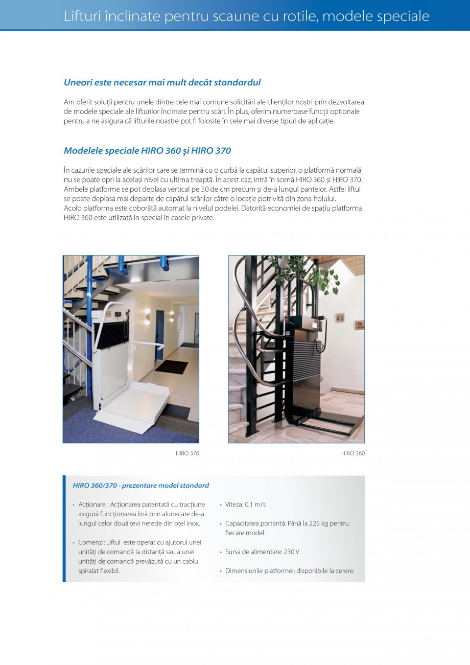 Pagina 16-Lifturi (servoscara) si platforme pentru persoane cu dizabilitati HIRO LIFT HIRO 160, HIRO 320, HIRO...