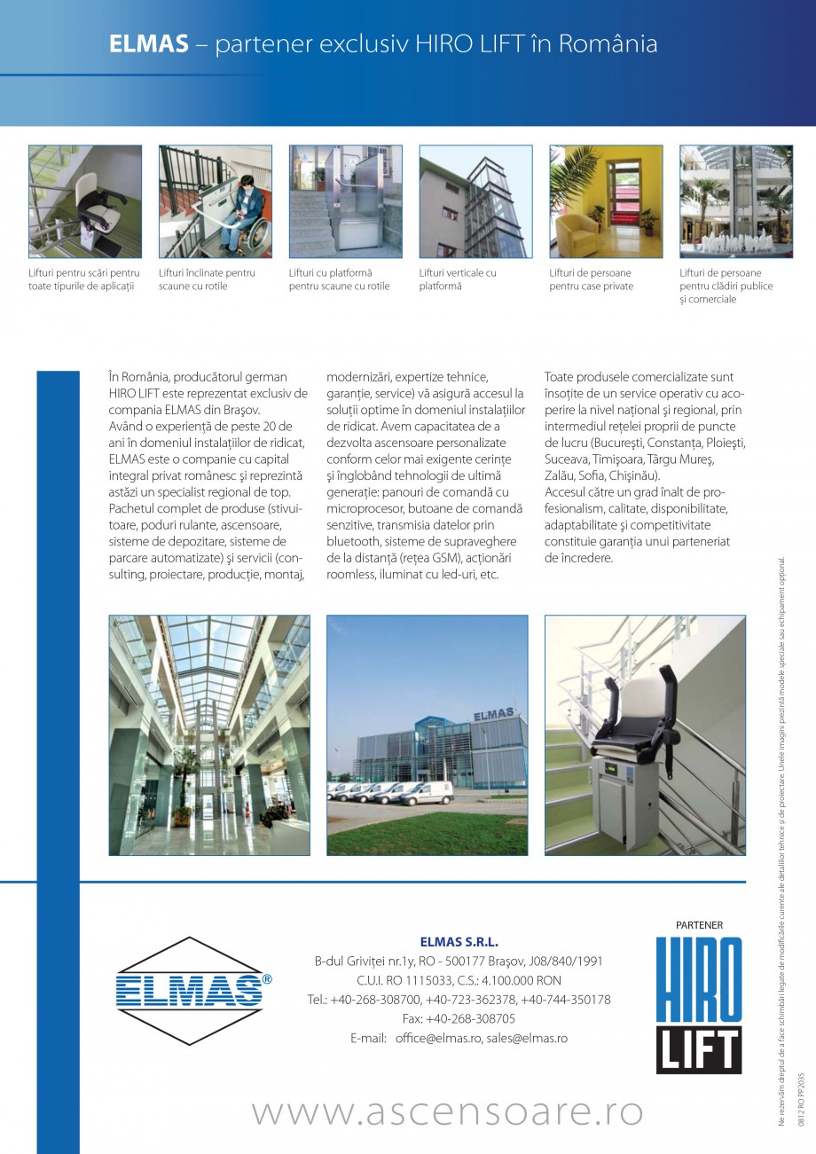 Pagina 24-Lifturi (servoscara) si platforme pentru persoane cu dizabilitati HIRO LIFT HIRO 160, HIRO 320, HIRO...