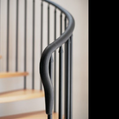 ESTFELLER Scara in spirala cu trepte din lemn masiv balustrii din otel vopsit - detaliu balustrada