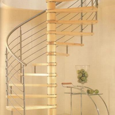 ESTFELLER Scara in spirala cu trepte din lemn masiv si balustrada din inox - Scari din