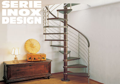 Scara in spirala cu trepte din lemn masiv si balustrada din lemn INOX DESIGN Spirala Scari