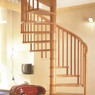 ESTFELLER Scara in spirala cu trepte din lemn masiv - balustrii din lemn - Scari din