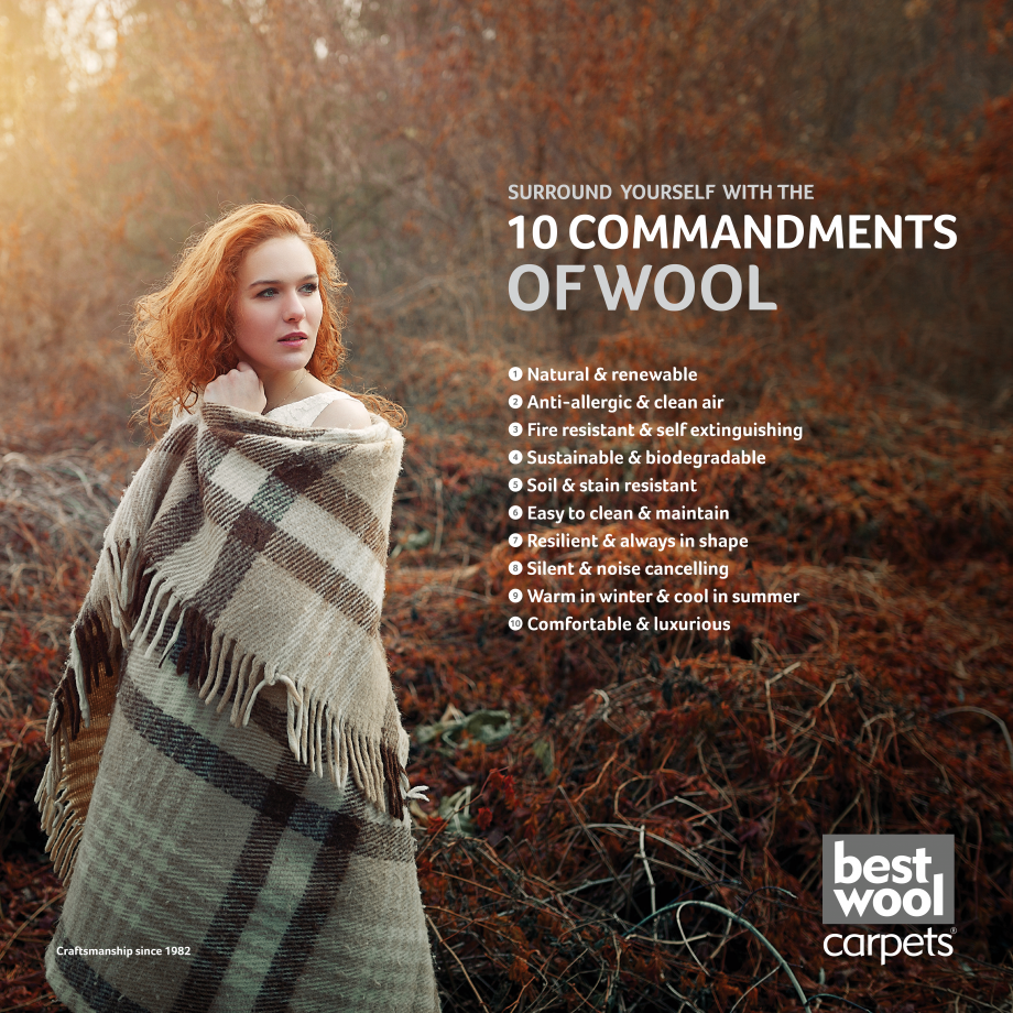 Pagina 1-BEST WOOL 10 COMMANDMENTS BEST WOOL Pure New 2021 Catalog, brosura Engleza Natural & renewable...