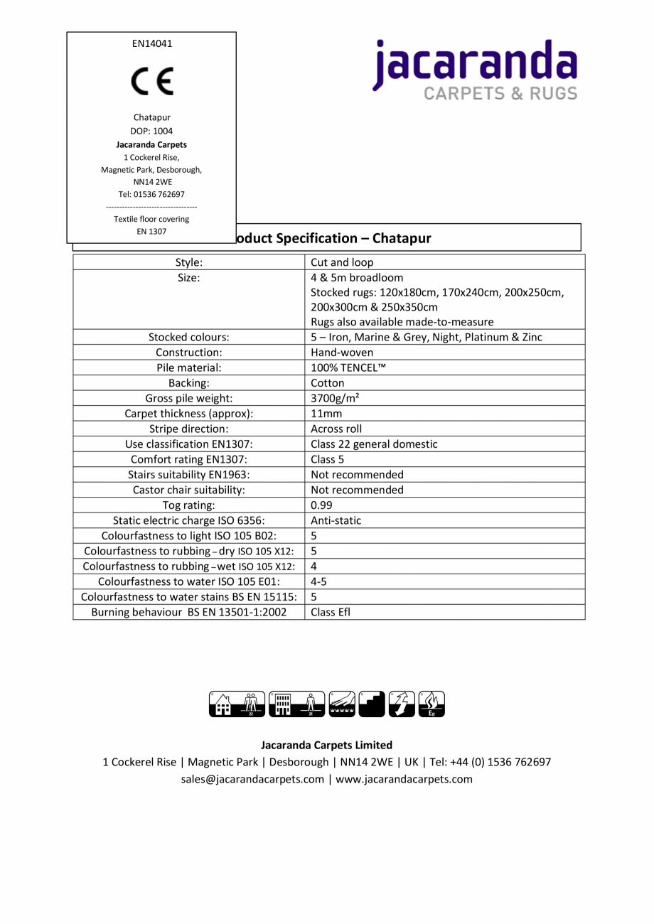 Pagina 1-Mocheta sau covor tesute manual Jacaranda Chatapur, Chatapur - Jacaranda Fisa tehnica Engleza...