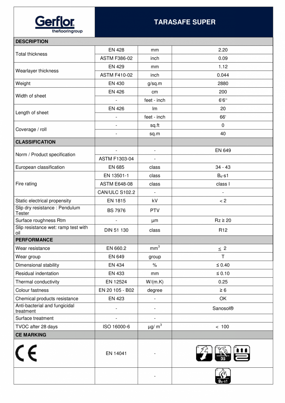 Pagina 1-Pardoseala PVC antiderapanta Gerflor Tarasafe Super Fisa tehnica Engleza TARASAFE SUPER
DESCRIPTION
...