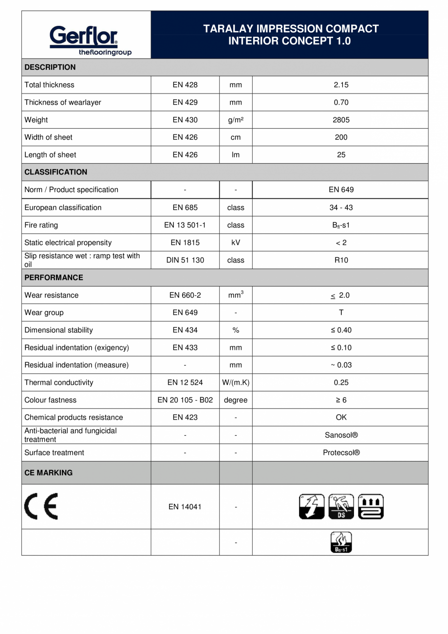 Pagina 1-Pardoseala PVC eterogena  Gerflor Interior Concept 1.0 CPT / CFT Fisa tehnica Engleza TARALAY...