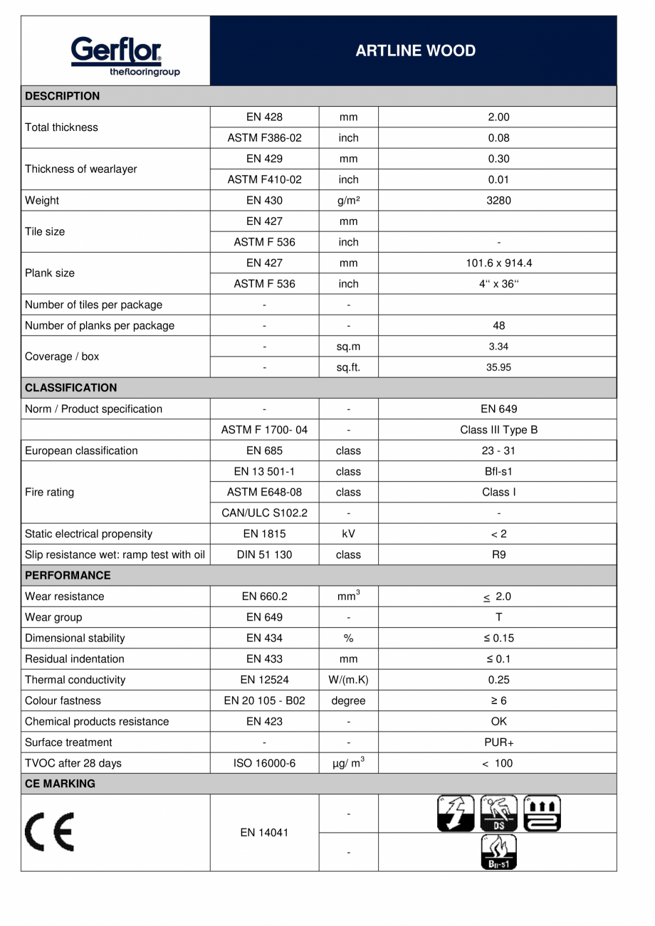 Pagina 1-Pardoseala PVC pentru amenajari de lux - 101 x 914 mm Gerflor Creation 30 Wood Fisa tehnica Engleza ...