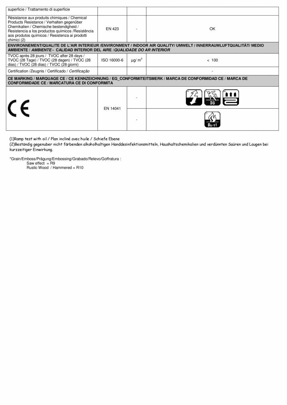 Pagina 2-Placi autoadezive  Gerflor Creation 55 X'Press Fisa tehnica Engleza ent européen / European...