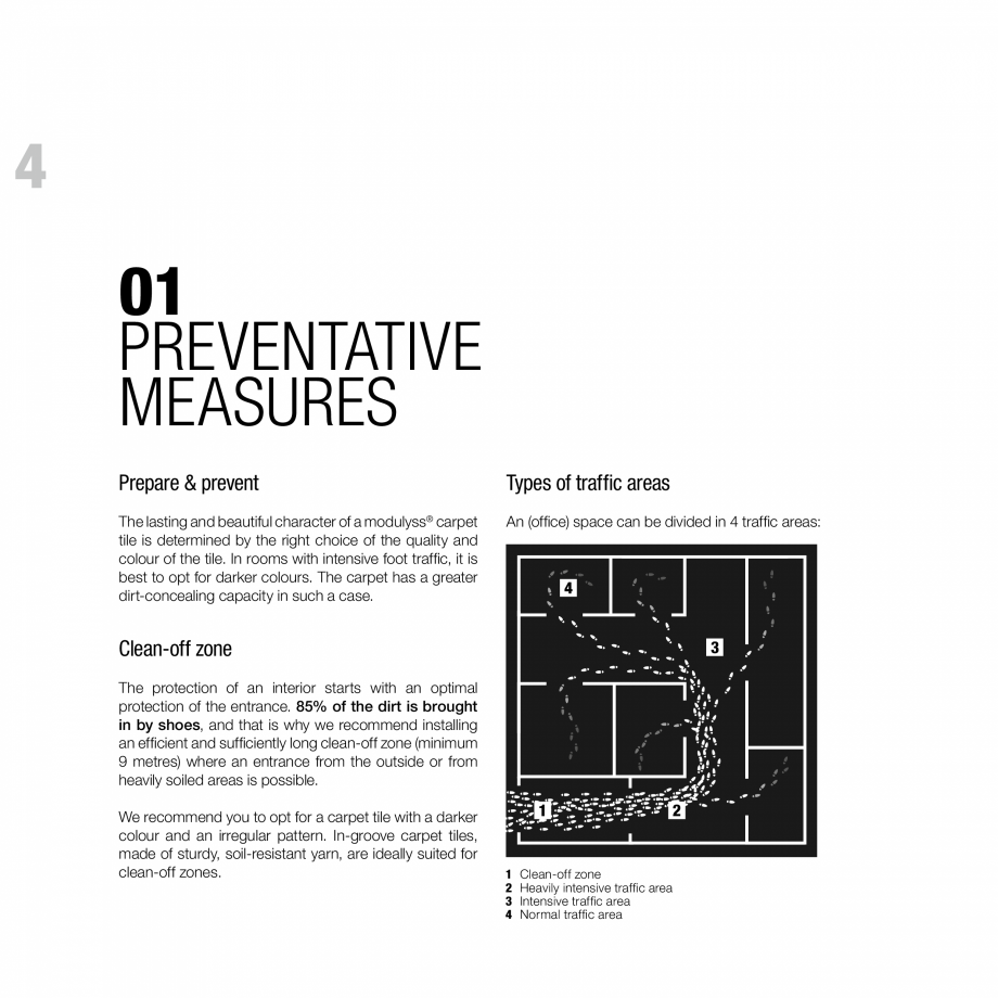 Pagina 4-Recomandari de curatare pentru mocheta modulara modulyss Instructiuni montaj, utilizare Engleza pet....