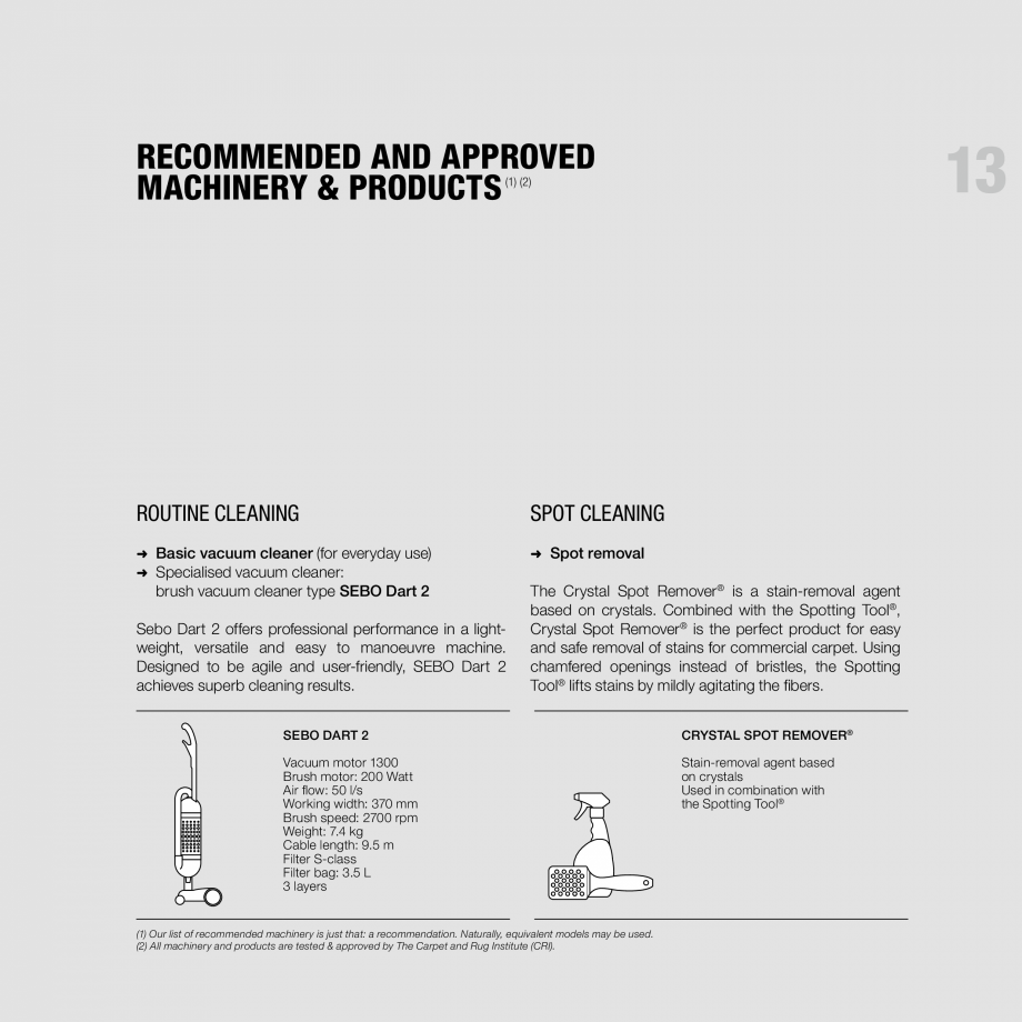 Pagina 13-Recomandari de curatare pentru mocheta modulara modulyss Instructiuni montaj, utilizare Engleza...