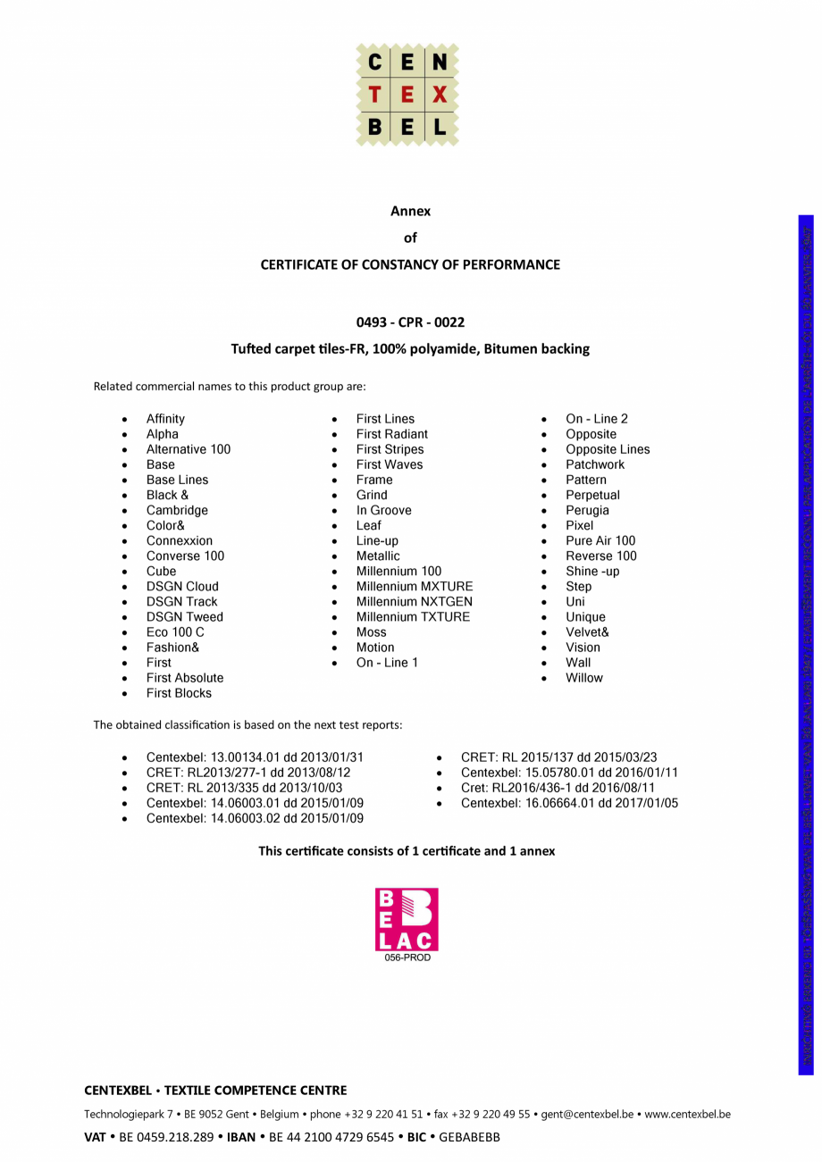 Pagina 11-Certificat pentru mocheta dale - nr. ENP428  modulyss Certificare produs Engleza acturing condi ons ...