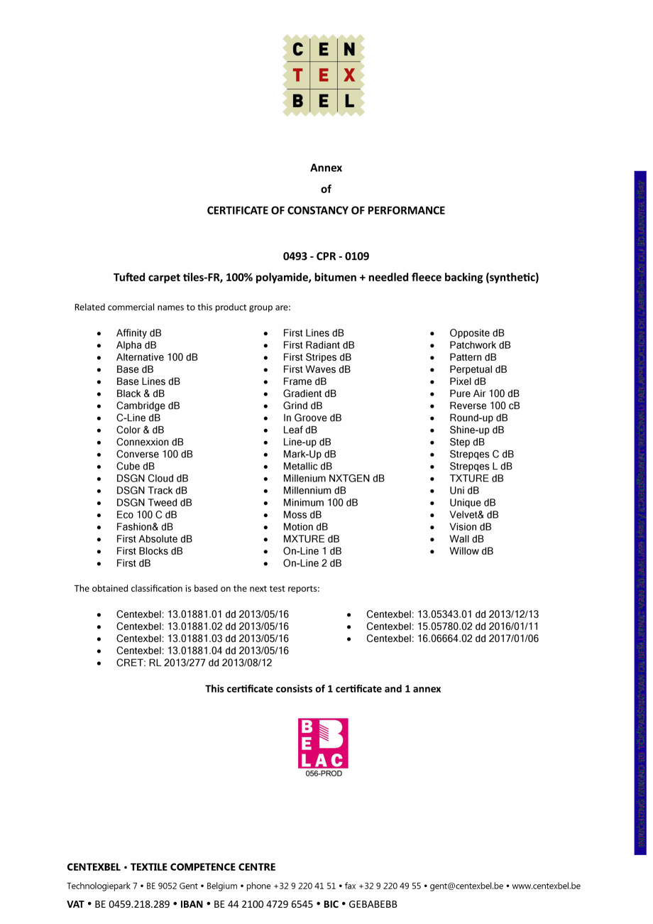 Pagina 13-Certificat pentru mocheta dale - nr. ENP428  modulyss Certificare produs Engleza his cer3ﬁcate...