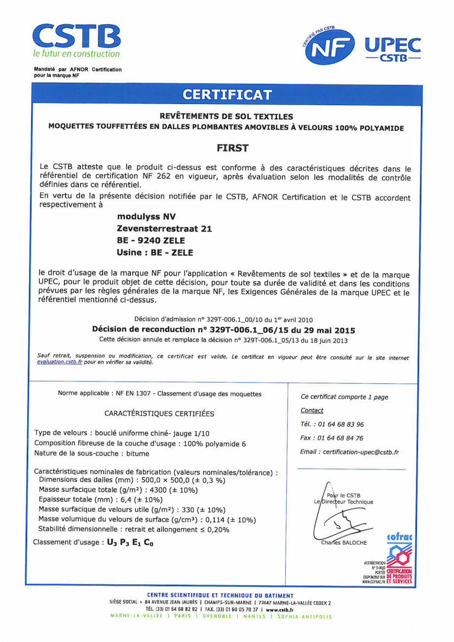 Pagina 15-Certificat pentru mocheta dale - nr. ENP428  modulyss Certificare produs Engleza products whose...