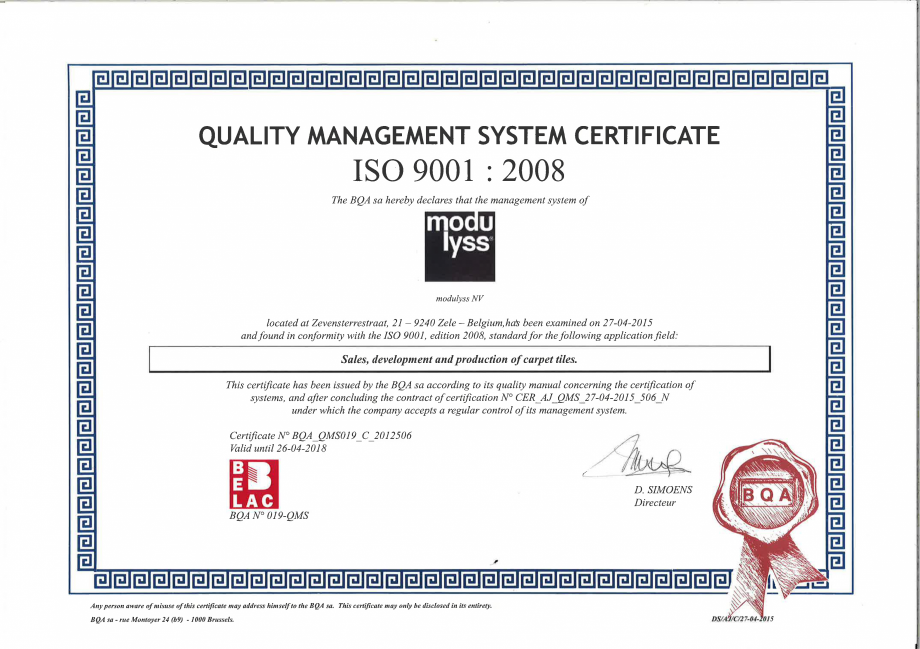 Pagina 17-Certificat pentru mocheta dale - nr. ENP428  modulyss Certificare produs Engleza  of dyestuffs and...