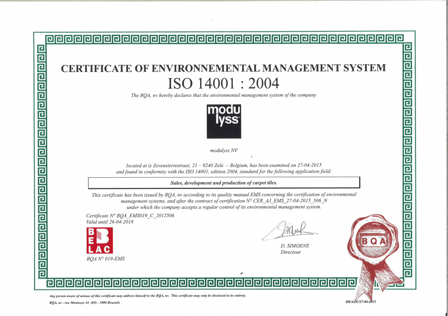 Pagina 18-Certificat pentru mocheta dale - nr. ENP428  modulyss Certificare produs Engleza  Candidate list...