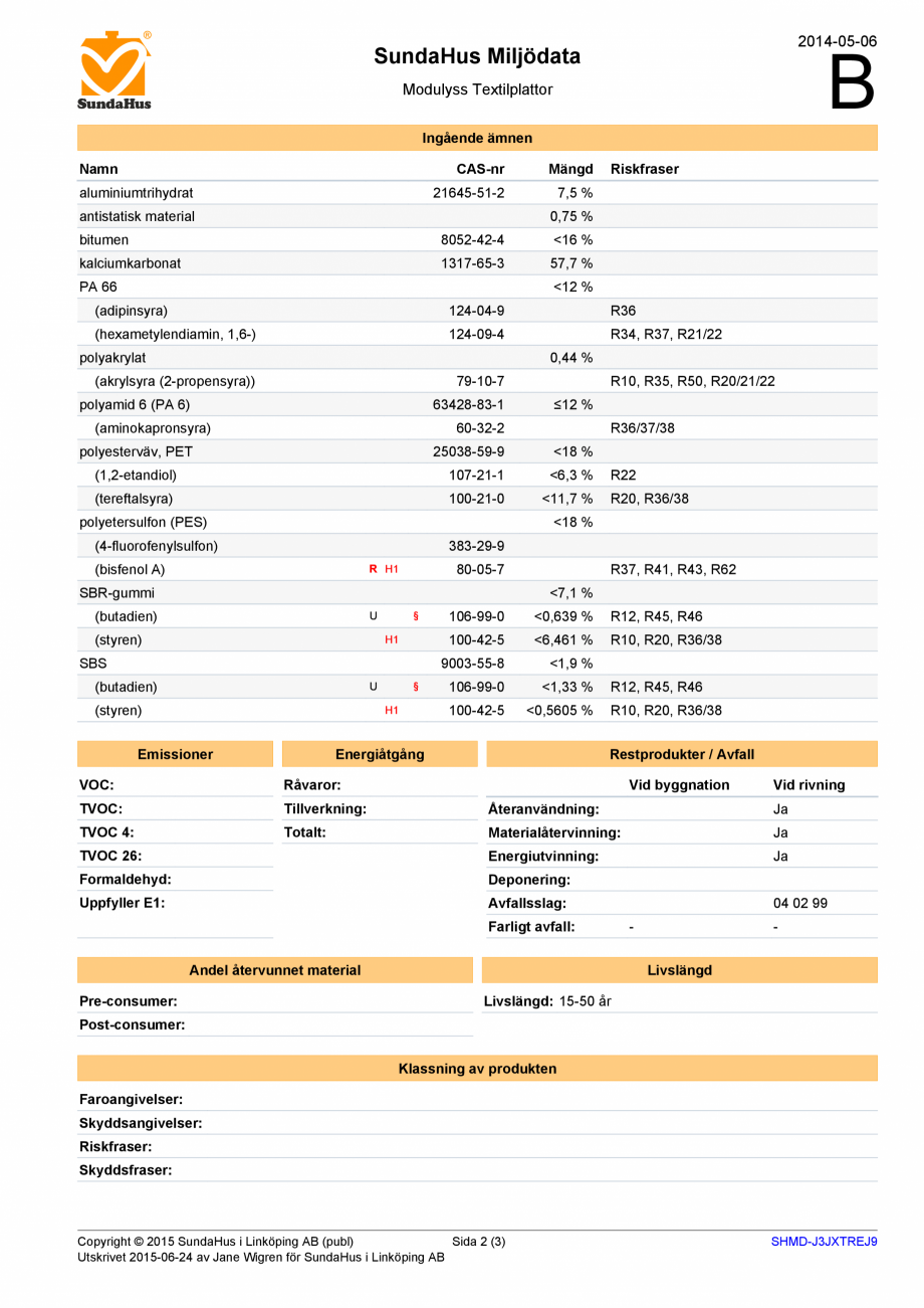 Pagina 23-Certificat pentru mocheta dale - nr. ENP428  modulyss Certificare produs Engleza JXTREJ9
Kriterier:
...