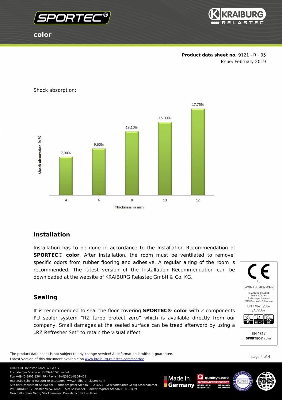 Pagina 4-Pardoseli din cauciuc Sportec Sportec Color 15 Fisa tehnica Engleza  GmbH · Sitz Salzwedel ·...