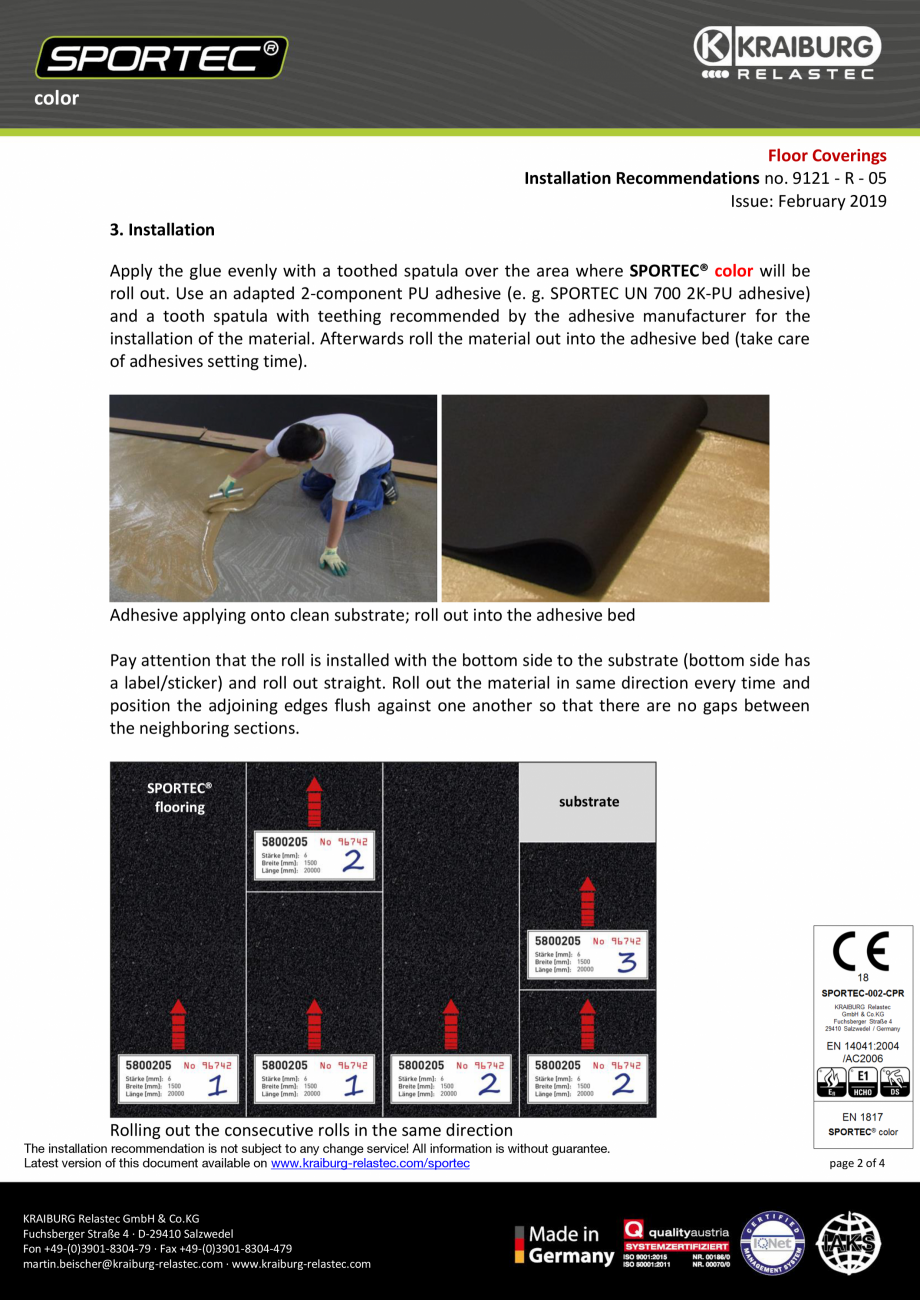 Pagina 2-Recomandari de instalare pentru pardoseli din cauciuc  Sportec Sportec Color 15 Instructiuni montaj,...