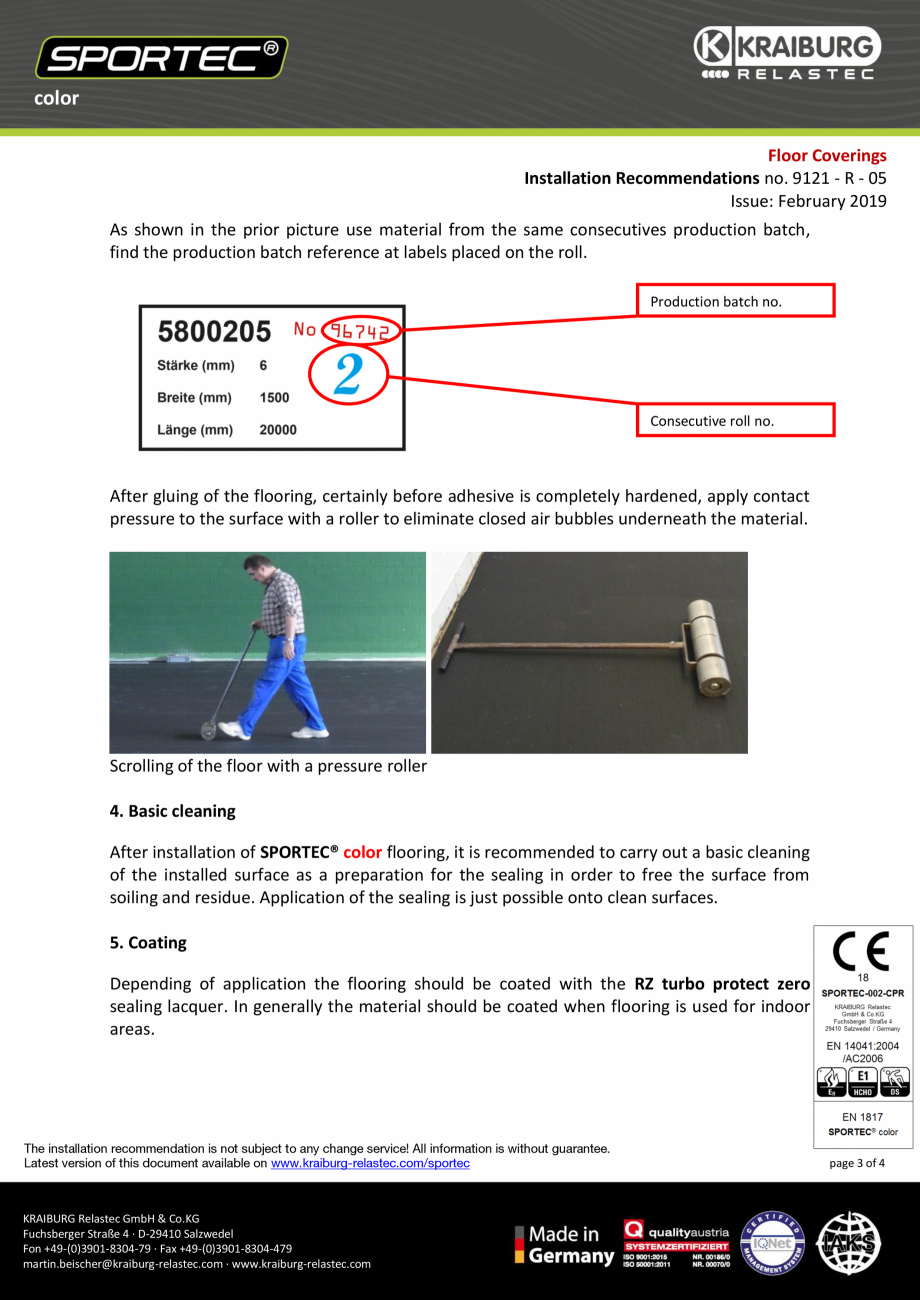 Pagina 3-Recomandari de instalare pentru pardoseli din cauciuc  Sportec Sportec Color 15 Instructiuni montaj,...