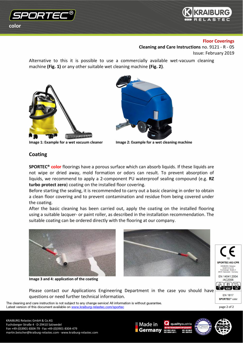 Pagina 2-Instructiuni de curatare si ingrijire pentru pardoseli din cauciuc  Sportec Sportec Color 15...