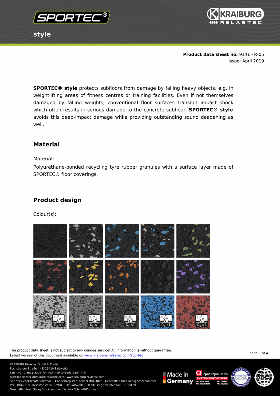 Pagina 1-Dale din cauciuc pentru protectia la impactul greutatilor Sportec Sportec Style Fisa tehnica Engleza...