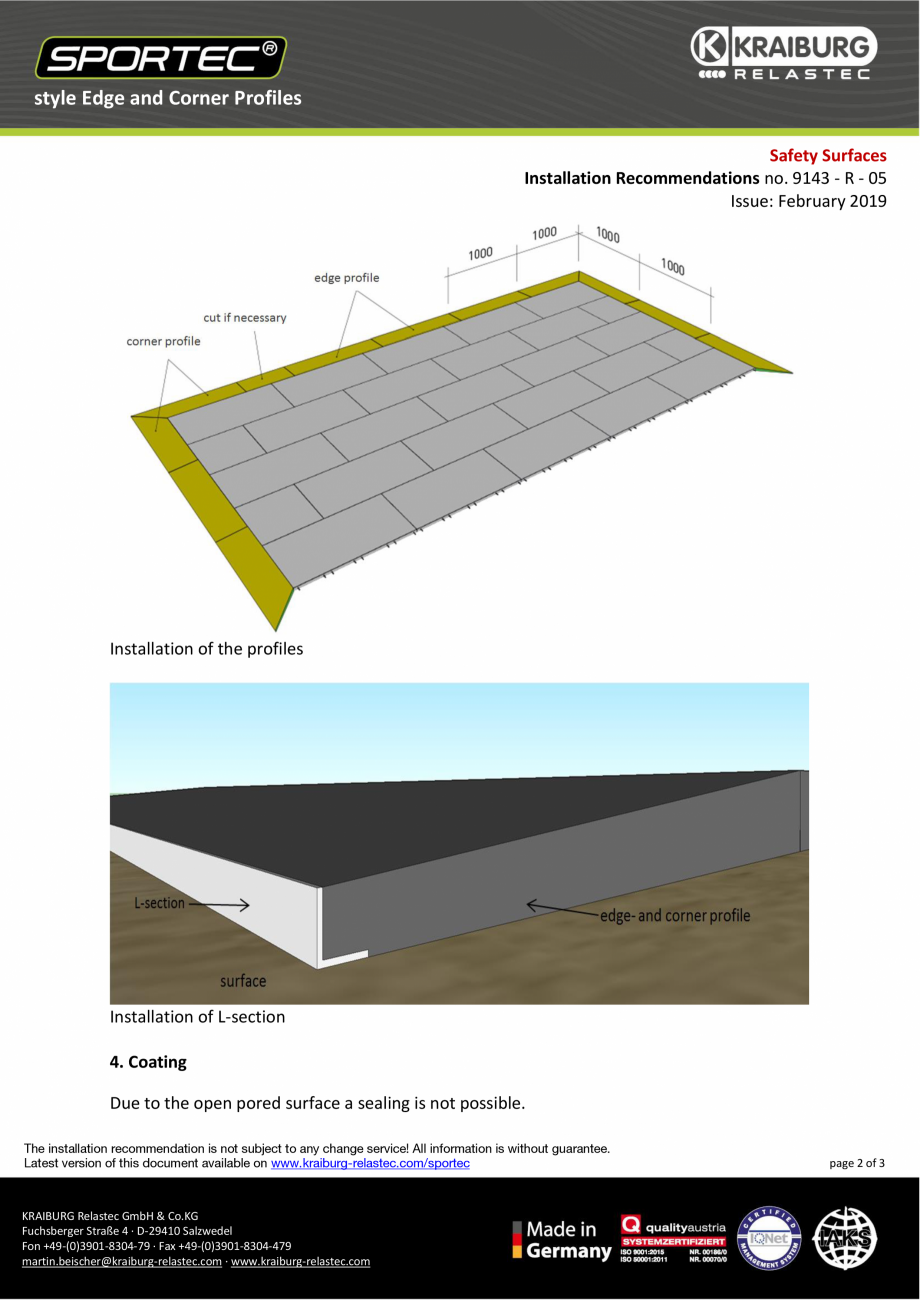 Pagina 2-Recomandari de instalare pentru dalele din cauciuc - nr 9143 Sportec Sportec Style Instructiuni...