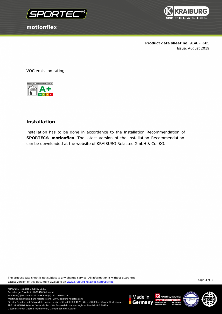 Pagina 3-Dale din cauciuc tip puzzle Sportec MotionFlex Fisa tehnica in. 1.5 N/mm² (EN ISO 1798)

Elongation...