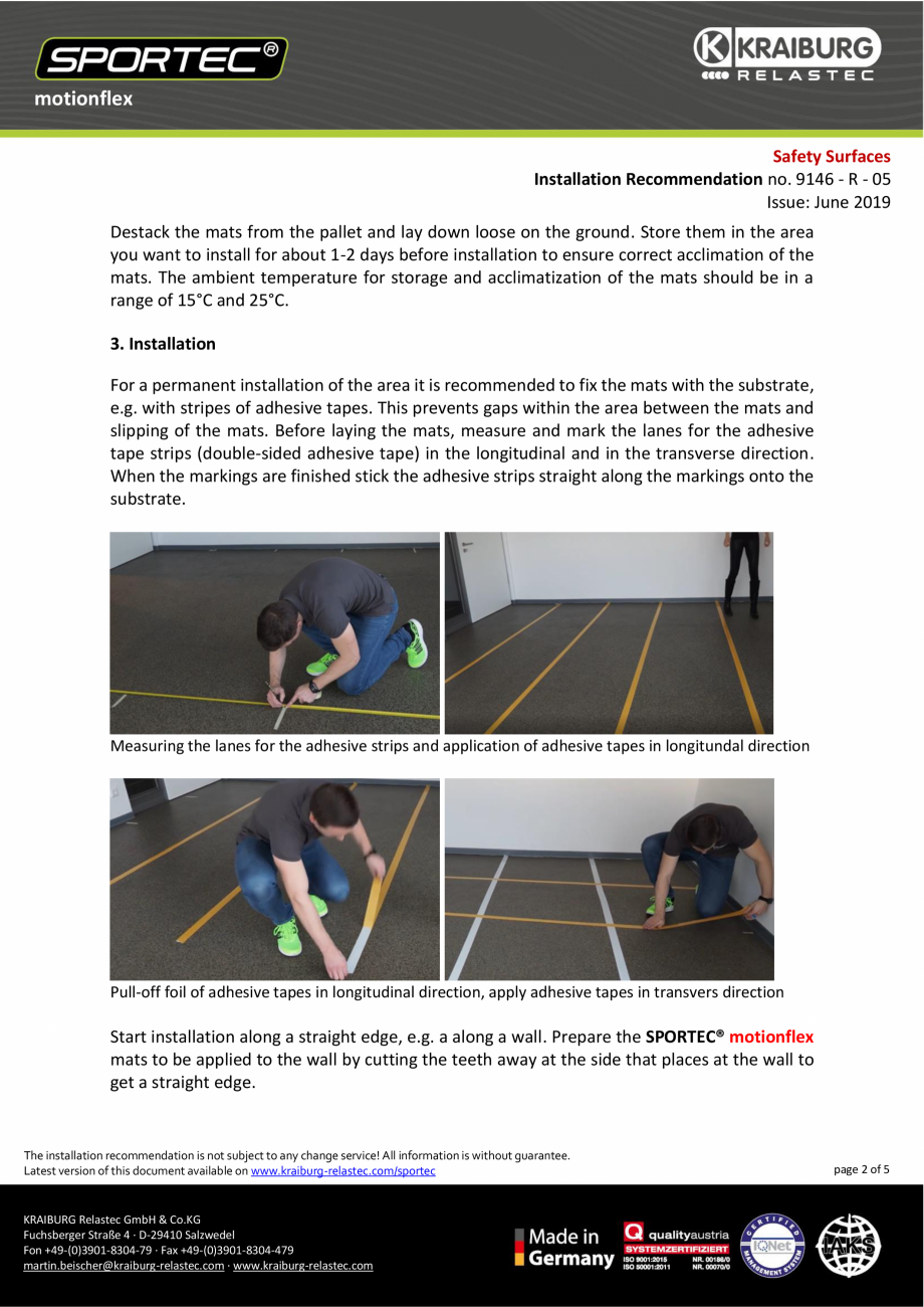 Pagina 2 - Recomandari de instalare pentru dalele din cauciuc tip puzzle Sportec MotionFlex...