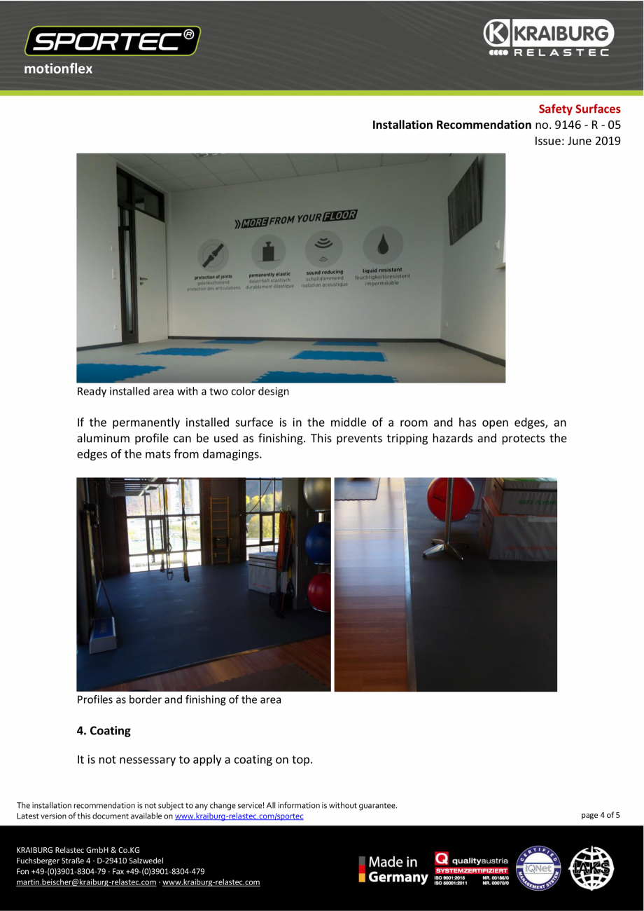 Pagina 4 - Recomandari de instalare pentru dalele din cauciuc tip puzzle Sportec MotionFlex...