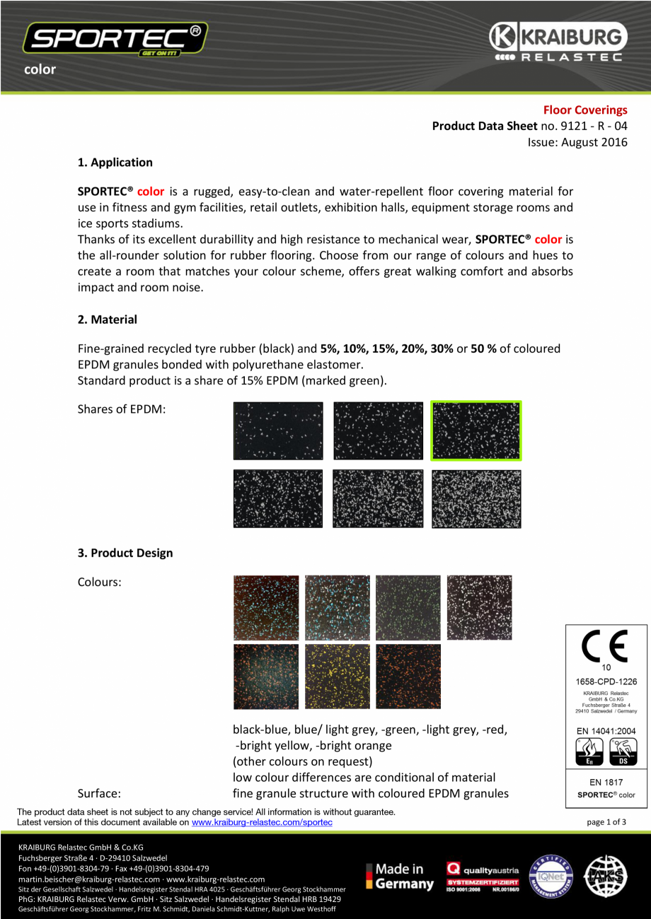 Pagina 1-Pardoseli din cauciuc  Sportec Sportec Color Fisa tehnica Engleza color
Floor Coverings
Product Data...