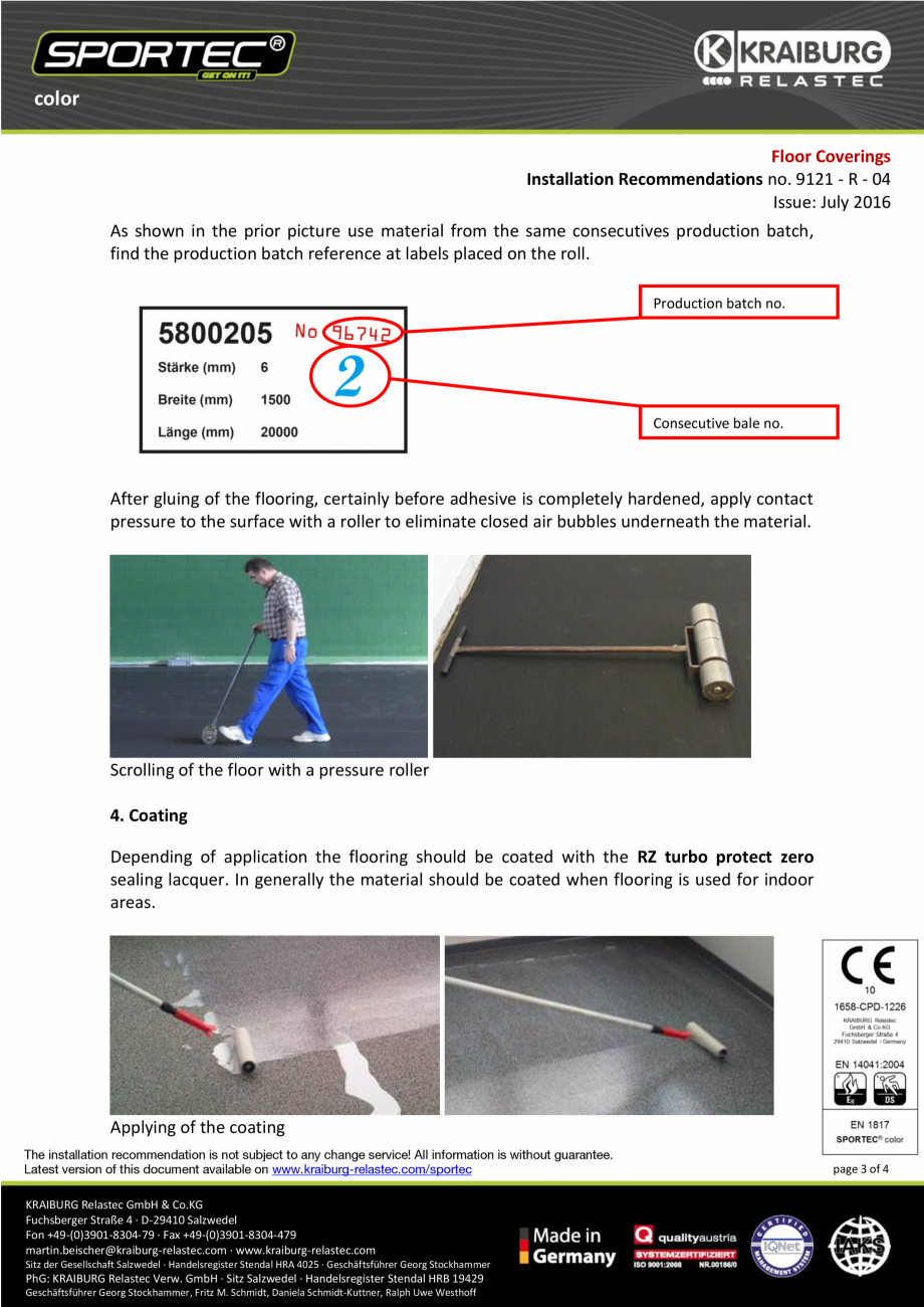 Pagina 3-Recomandari de instalare pentru pardoseli din cauciuc  Sportec Sportec Color Instructiuni montaj,...