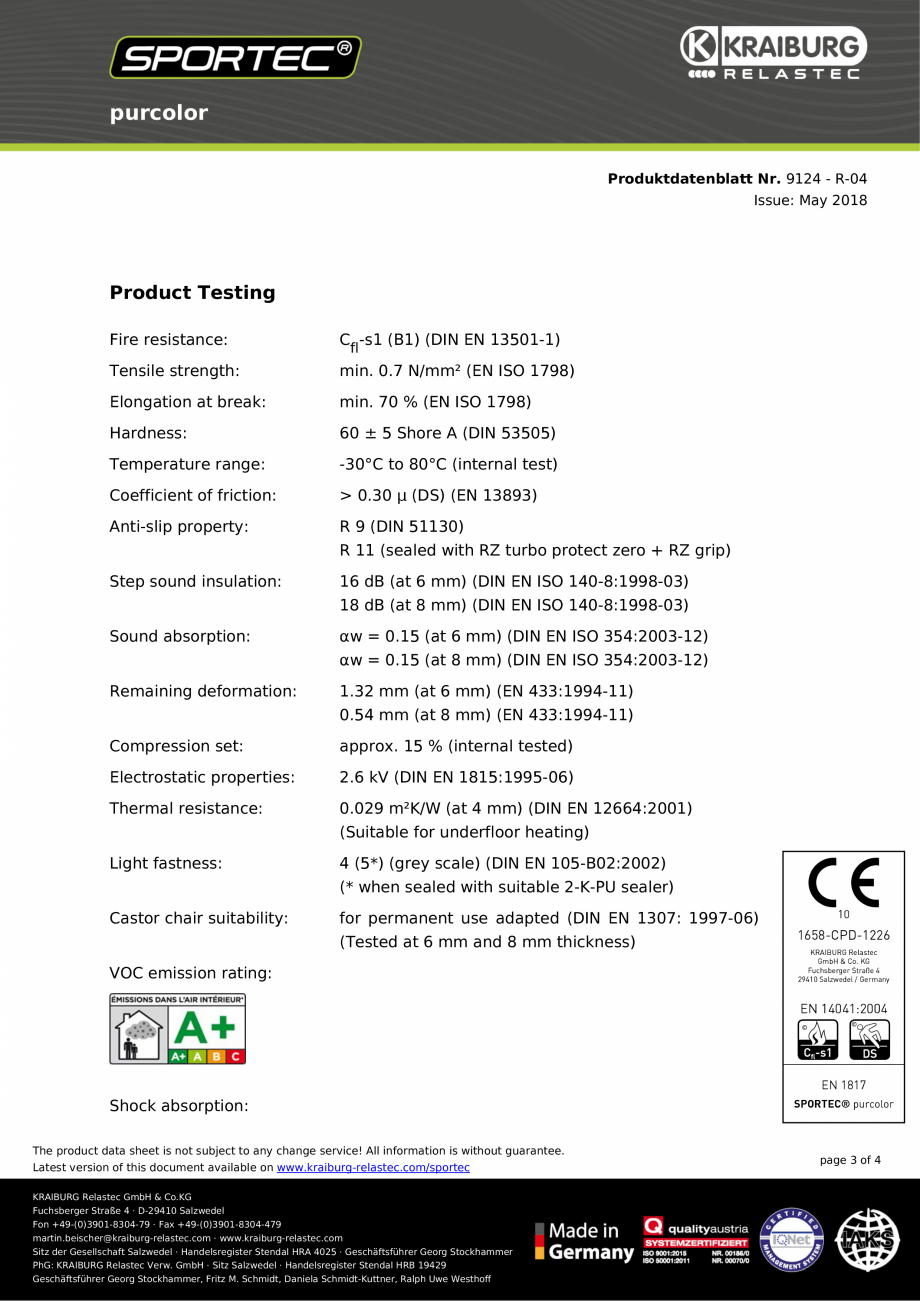 Pagina 3-Pardoseli din cauciuc Sportec Sportec PurColor Fisa tehnica Engleza ll information is without...