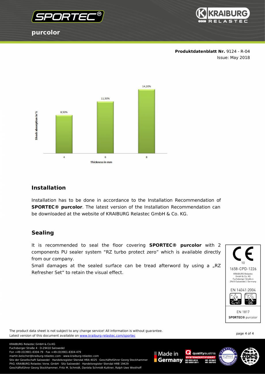 Pagina 4-Pardoseli din cauciuc Sportec Sportec PurColor Fisa tehnica Engleza rty:

R 9 (DIN 51130)

fl

R 11 ...