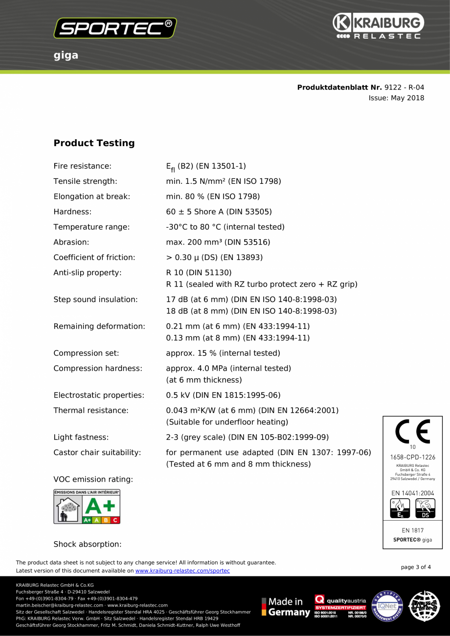 Pagina 3-Pardoseli din cauciuc - nr 9122  Sportec Sportec Splash si Giga Fisa tehnica Engleza subject to any ...