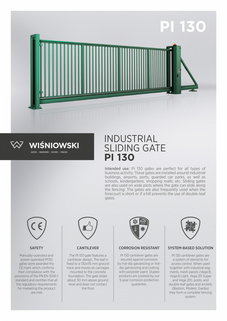 Pagina 1-Porti culisante DECORIO PI130 Fisa tehnica Engleza PI 130

INDUSTRIAL
SLIDING GATE
PI 130
Intended...