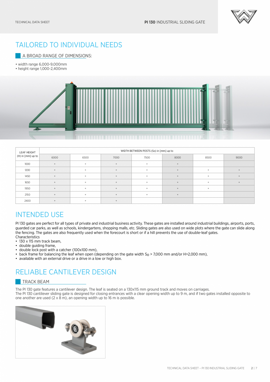 Pagina 2 - Porti culisante DECORIO PI130 Fisa tehnica Engleza .

PI 130 cantilever gates are
secured...