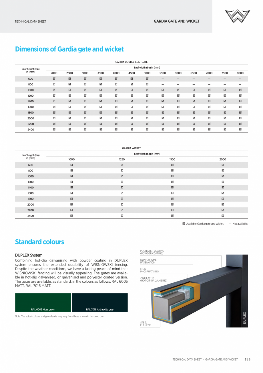 Pagina 3-Porti batante DECORIO Gardia Fisa tehnica Engleza ega 2D Super 8/6/8. Welded mesh panel welded
to...