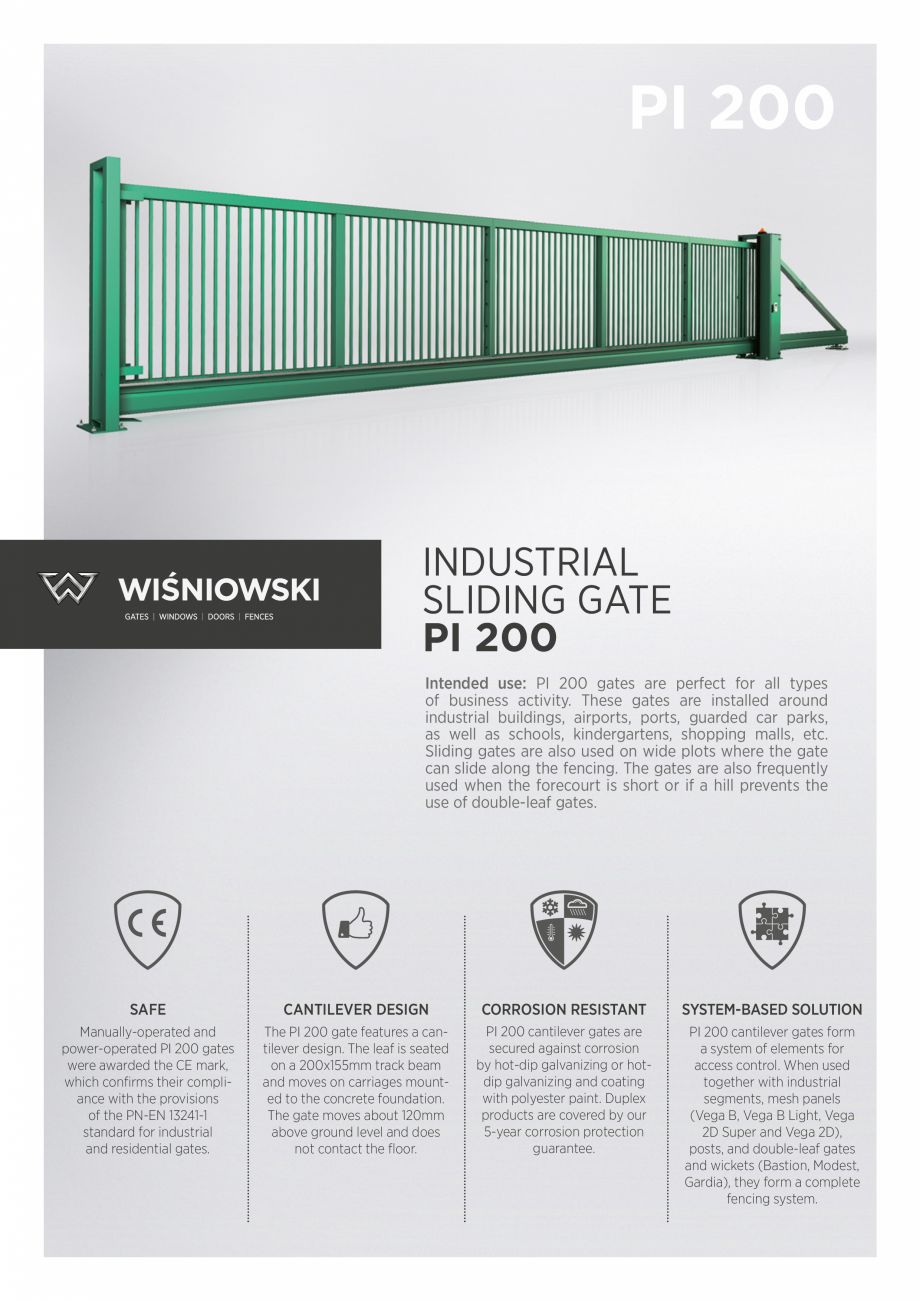 Pagina 1-Porti culisante DECORIO PI200 Fisa tehnica Engleza PI 200

INDUSTRIAL
SLIDING GATE
PI 200
Intended...